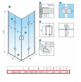 Kabina prysznicowa drzwi składane czarna kwadratowa 100x100 KZ08D