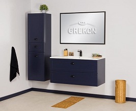 Wisząca szafka z umywalką granatowy mat 100 cm seria Grend Gante
