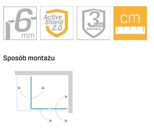 Parawan wannowy podwójny, uchylno-składany New Soleo 120x70 cm prawy P-0031/P-0024
