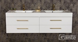 Szafka z umywalką 160 cm dwie komory wisząca biały mat Belli Gold Gante