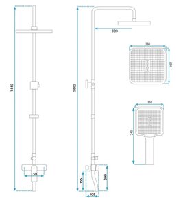 Złoty szczotkowany zestaw prysznicowy z wylewką Argus Rea Gold Brush