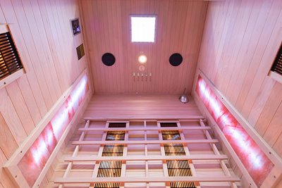 Sauna na podczerwień dwuosobowa panele sól himalajska 120X105X190CM MO-EA2R Infrared Mazur