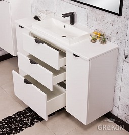 Biała szafka łazienkowa z umywalką 120/3 cm Liv Victa