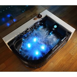 Czarna wanna z hydromasażem asymetryczna Venezia 761 Fala 180x120 prawa