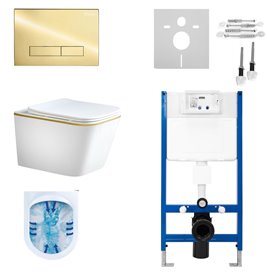 Zestaw podtynkowy kompletny stelaż + miska RAIN-WH-GL-RIM-03 + przycisk ST+H GOLD