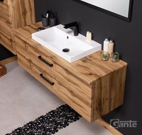 Szafka wisząca z umywalką nablatową 120 cm kolor dąb naturalny S2 seria Fokus Loft Gante