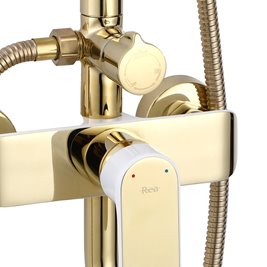 Złoto biały zestaw prysznicowy z wylewką Bloom Rea White Gold