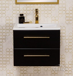 Szafka wisząca z umywalką czarny mat 50 cm Belli Gold Gante