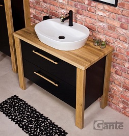 Stojąca szafka łazienkowa 100 cm czarny mat z umywalką Cortez Gante