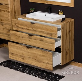 Szafka łazienkowa z umywalką nablatową dąb naturalny 100 cm Victa Gante