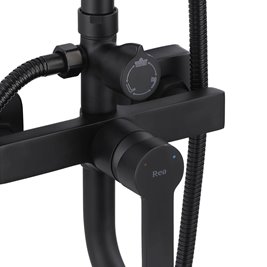 Czarny zestaw prysznicowy z wylewką Argus Rea