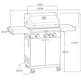 Grill gazowy ZEUS-B kolor czarny ruszt żeliwny moc 11,5 kW + pokrowiec + palnik boczny zdjęcie 24