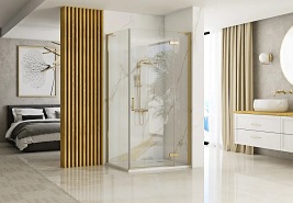 Kabina prysznicowa szczotkowane złoto 90x80 uchylna Hugo Rea Gold