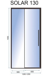 Drzwi prysznicowe szerokość 130 cm czarne profile Solar Rea
