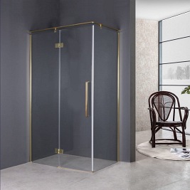 Złota prostokątna kabina prysznicowa 100x80 BK248T08/10ZL Fresh Line Lewa