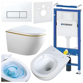 Zestaw podtynkowy stelaż GEBERIT DUOFIX + miska MIZU-WH-GL-TR-03 + przycisk DELTA 50 biały