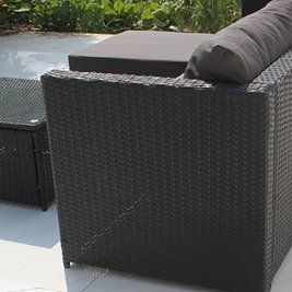 Meble ogrodowe technorattan sofa, stół, dostawka zestaw Volta