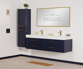 Szafka wisząca z podwójną umywalką granatowy mat 160 cm Belli Gold Gante
