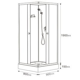 Kabina prysznicowa zabudowana na niskim brodziku kwadratowa 90x90 WSH314B-90