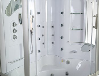 Duża wanno kabina Spa z hydromasażem + sauna parowa 155x155 cm MO-0543
