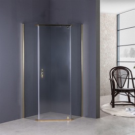 Złota kabina prysznicowa, pięciokątna 90x90 Stylio BK502PTZ+