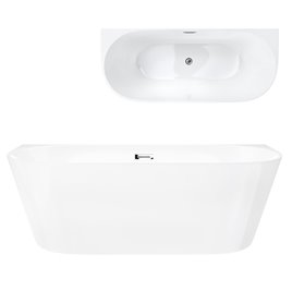 Wanna akrylowa, przyścienna wolnostojąca Mono Corsan 150 cm korek klik-klak chrom