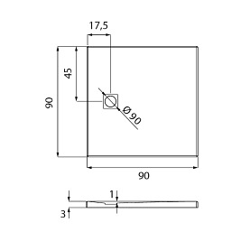 Brodzik kwadratowy 90x90 biały New Trendy Mori B-0433