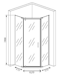 Kabina prysznicowa, pięciokątna 90x90 Stylio BK502PT+