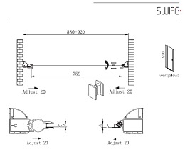 Drzwi prysznicowe uchylne Singo 90 cm Lewe