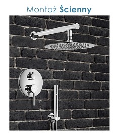 Zestaw prysznicowy podtynkowy, deszczownica ścienna 20x20