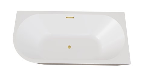 Wanna przyścienna czarno-biała narożna prawa syfon z przelewem złoty 170 cm Zoya B&W Besco WAS-170ZBPZ