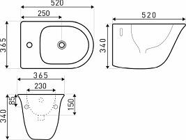 Bidet podwieszany WC, śnieżnobiały Tulip 15 Kerra