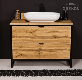 Szafka z białą umywalką styl loftowy 100 cm seria New York