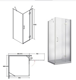 Kabina kwadratowa 90x90 Viva I Besco model prawy
