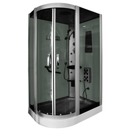 Kabina prysznicowa z hydromasażem na niskim brodziku białe ścianki 120x85 lewa MO-18218