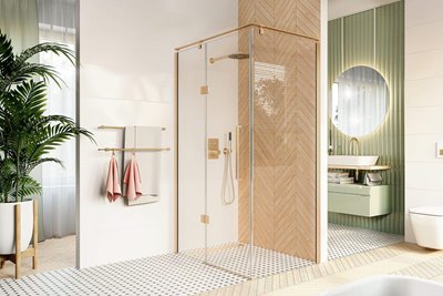 Złota prostokątna kabina prysznicowa 120x90 cm BK248T09/12ZL Fresh Line Lewa