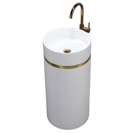 Umywalka wolnostojąca ceramiczna okrągła biała 73x40 cm SCOT1-WH-730