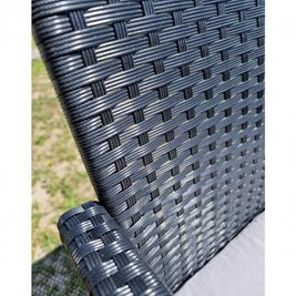Meble ogrodowe kolor czarny technorattan sofa, stół, krzesła zestaw Pires