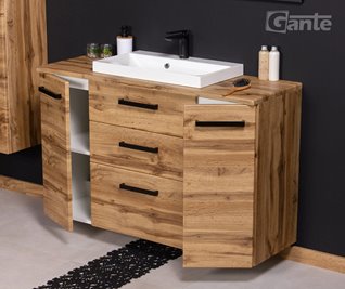 Szafka wisząca z umywalką nablatową 120 cm kolor dąb naturalny 39/3 seria Fokus Loft Gante