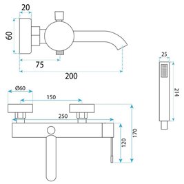 Chromowana bateria wannowa Rea Venti chrom REA-B9752 zdjęcie 10