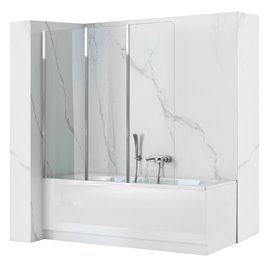Chromowany parawan wannowy składany 120 cm Agat-3 Rea