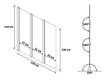 Chromowany parawan wannowy składany 120 cm Agat-3 Rea zdjęcie 6