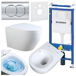 Zestaw podtynkowy stelaż GEBERIT DUOFIX + miska MIZU-WH-TR-02 + przycisk DELTA 01 chrom