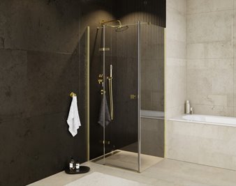 Złota kwadratowa kabina prysznicowa 90x90 lewa Pixa Gold Besco