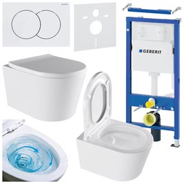 Zestaw podtynkowy stelaż GEBERIT DUOFIX + miska ELITE-WH-02 + przycisk DELTA 01 biały