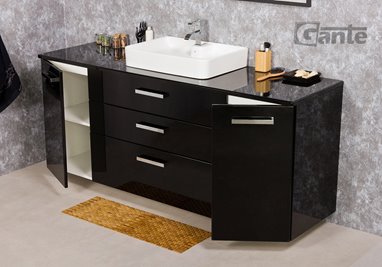 Czarna szafka wisząca z umywalką 180 cm LunaC3 seria Fokus C