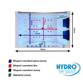 Wanna z hydromasażem prostokątna 180x120 cm Nike 937 Hydrosan