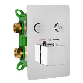 Chromowany zestaw prysznicowy podtynkowy z termostatem Fenix Davis Rea