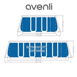 Duży basen ogrodowy stelażowy prostokątny Avenli Rocky 400x200 cm