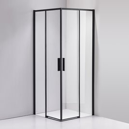 Czarna kabina prysznicowa kwadratowa Super Slim Nova 80x80 drzwi rozsuwane